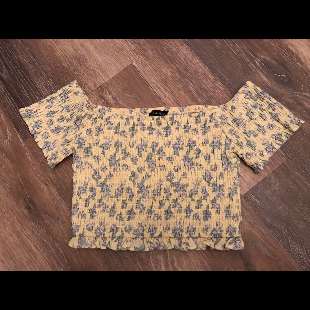 yellow floral forever 21 crop top